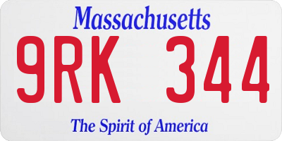 MA license plate 9RK344