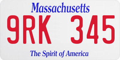 MA license plate 9RK345