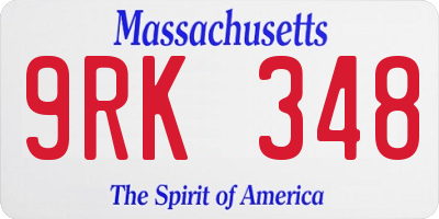 MA license plate 9RK348