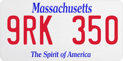 MA license plate 9RK350