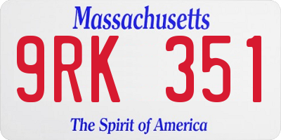 MA license plate 9RK351