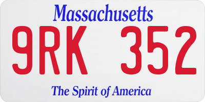 MA license plate 9RK352