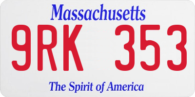 MA license plate 9RK353