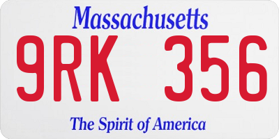 MA license plate 9RK356