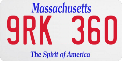MA license plate 9RK360
