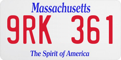 MA license plate 9RK361