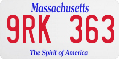 MA license plate 9RK363