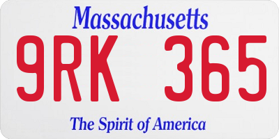 MA license plate 9RK365