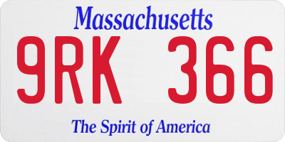 MA license plate 9RK366