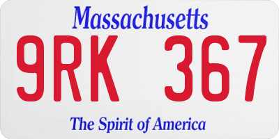 MA license plate 9RK367