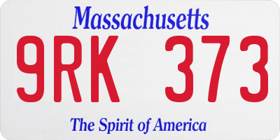 MA license plate 9RK373