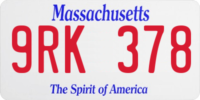 MA license plate 9RK378
