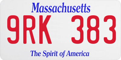 MA license plate 9RK383