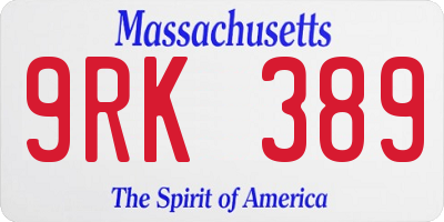 MA license plate 9RK389