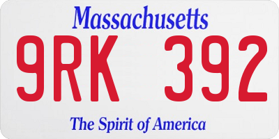 MA license plate 9RK392