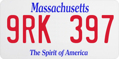 MA license plate 9RK397