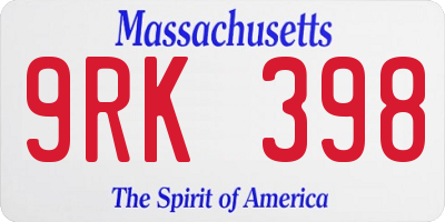 MA license plate 9RK398