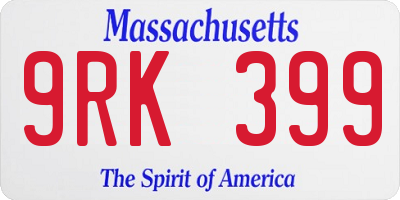 MA license plate 9RK399