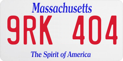 MA license plate 9RK404