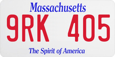 MA license plate 9RK405