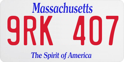 MA license plate 9RK407