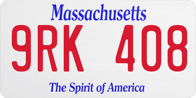 MA license plate 9RK408