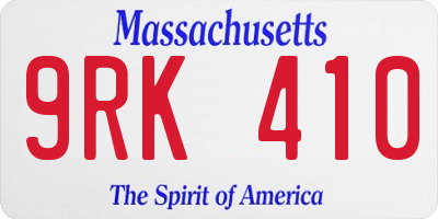 MA license plate 9RK410