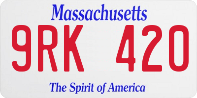 MA license plate 9RK420