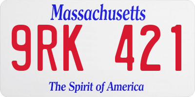 MA license plate 9RK421