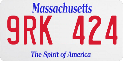 MA license plate 9RK424