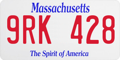 MA license plate 9RK428