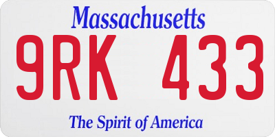 MA license plate 9RK433