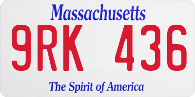 MA license plate 9RK436