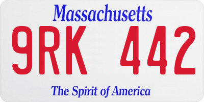 MA license plate 9RK442