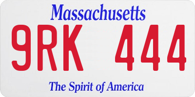 MA license plate 9RK444