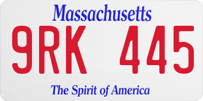 MA license plate 9RK445