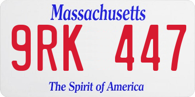 MA license plate 9RK447