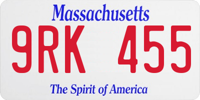 MA license plate 9RK455