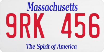 MA license plate 9RK456