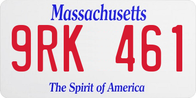 MA license plate 9RK461