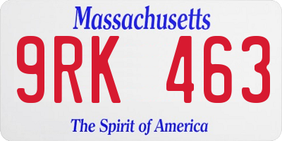 MA license plate 9RK463