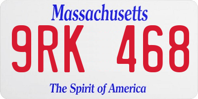 MA license plate 9RK468