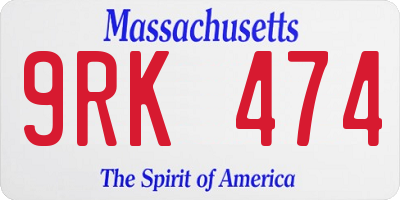 MA license plate 9RK474