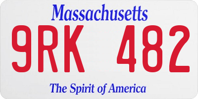 MA license plate 9RK482