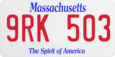 MA license plate 9RK503