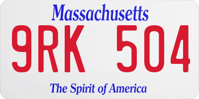 MA license plate 9RK504