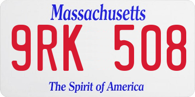 MA license plate 9RK508