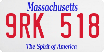 MA license plate 9RK518