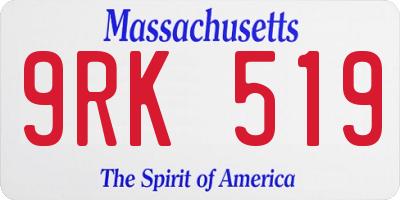 MA license plate 9RK519