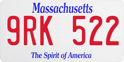 MA license plate 9RK522